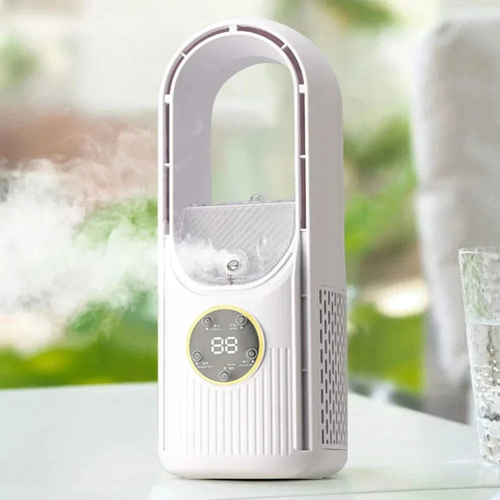 Ventilador de mesa y de mano inalámbrico - Ventilador USB sin aspas, portátil y silencioso