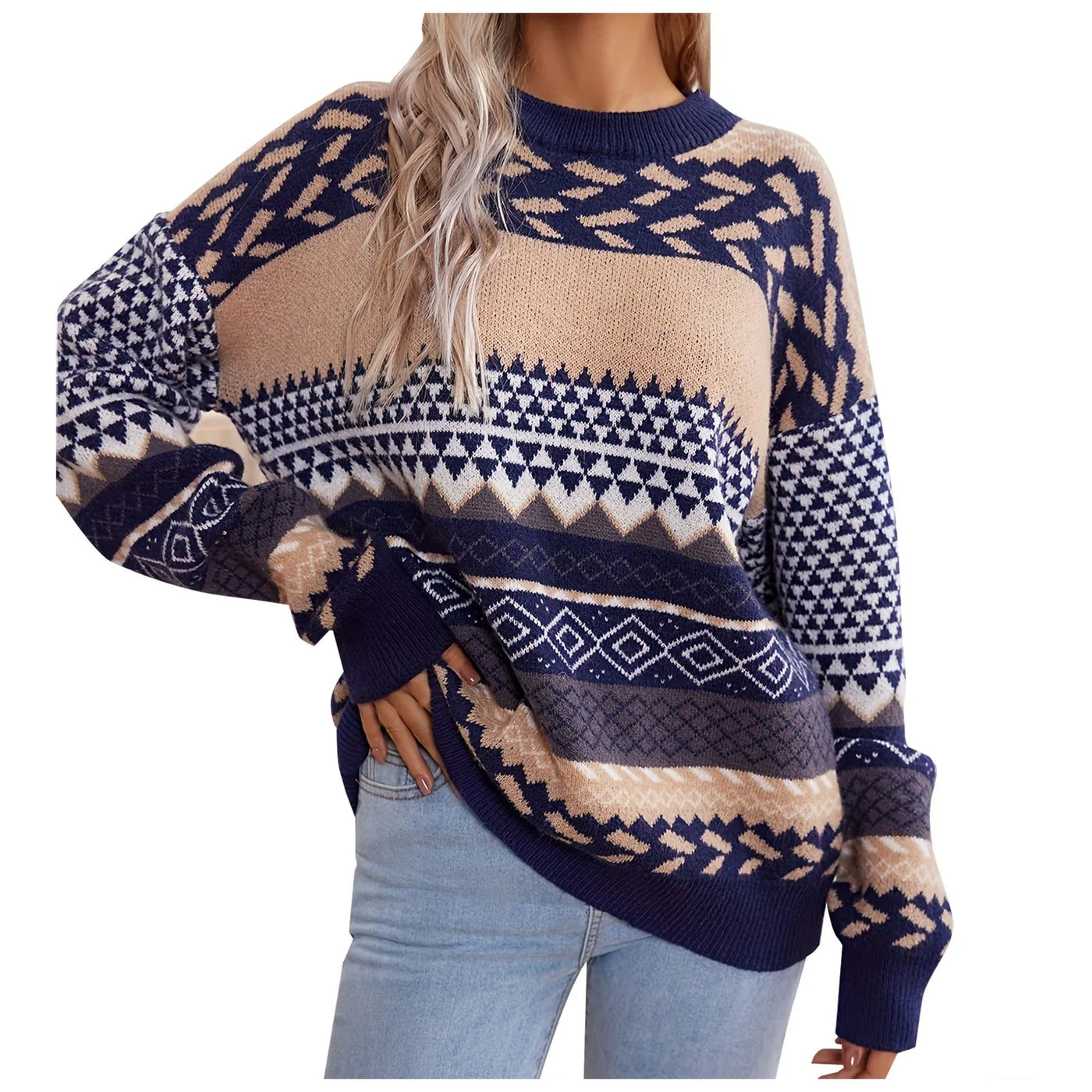 Haze | Retro Strick-Pull à contraste