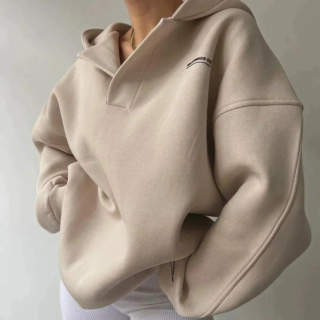 Suéter de cuello en V extragrande para mujer