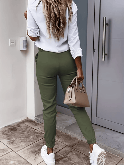Joggers ajustados para mujer - corte entallado - cintura alta - puños elásticos - bolsillos laterales