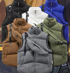 Gilets en velours côtelé multicolores avec poches zippées et sacs banane assortis, disponibles en noir, blanc, bleu, marron, gris et vert.