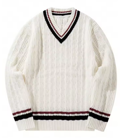 El Conde - Suéter de punto con cuello en V para hombre, estilo universitario informal para otoño e invierno
