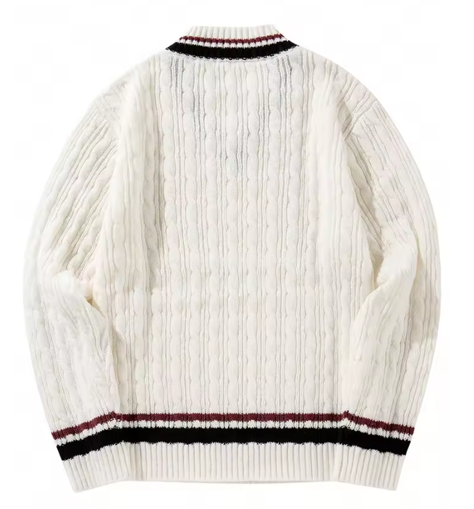 El Conde - Suéter de punto con cuello en V para hombre, estilo universitario informal para otoño e invierno
