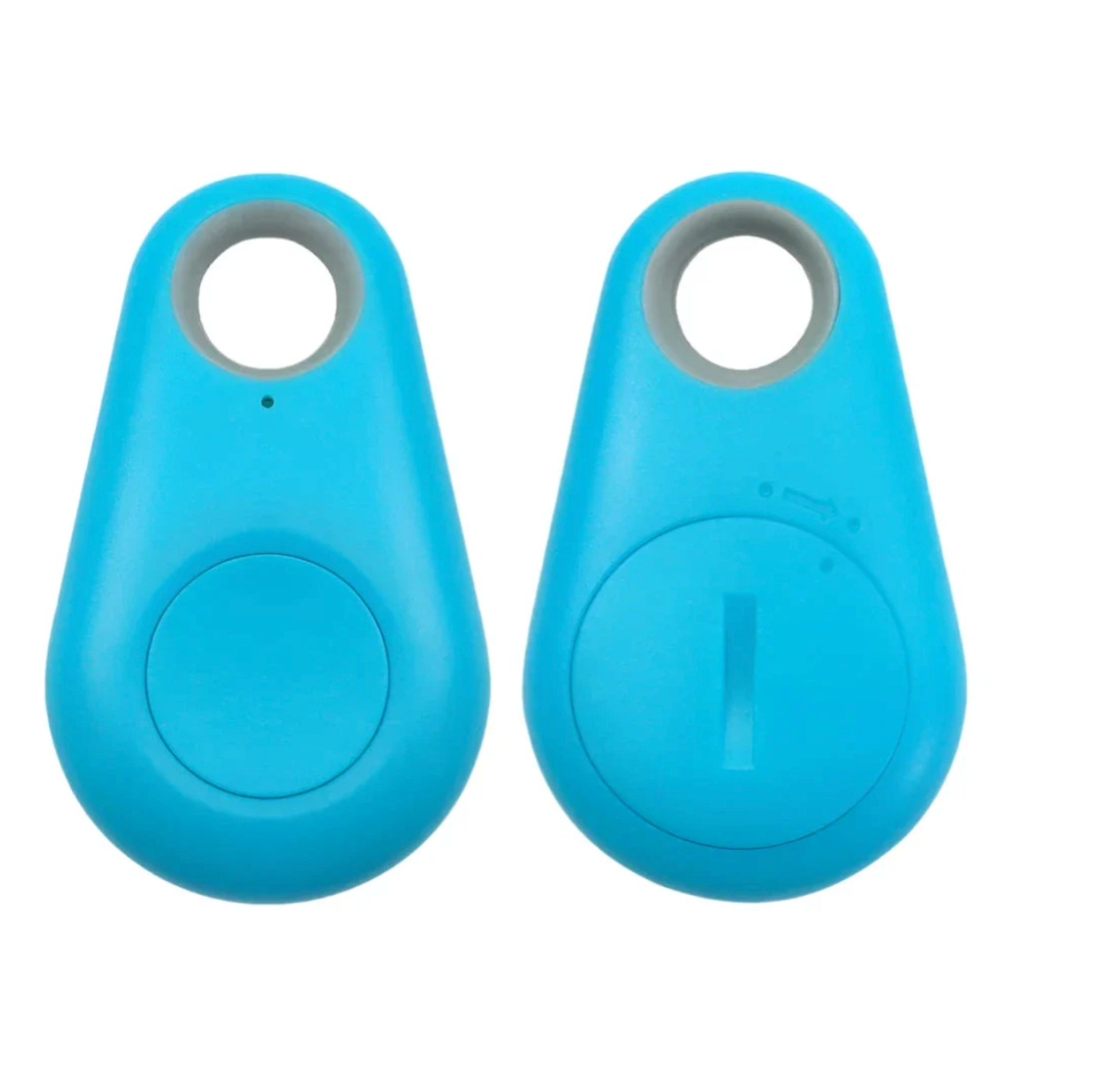 Porte-clés Bluetooth bleu pour localisation d'objets, design compact et moderne, idéal pour retrouver clés et appareils perdus facilement.