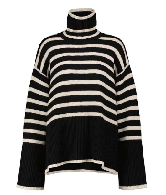Nami - Jersey de cuello alto a rayas para mujer