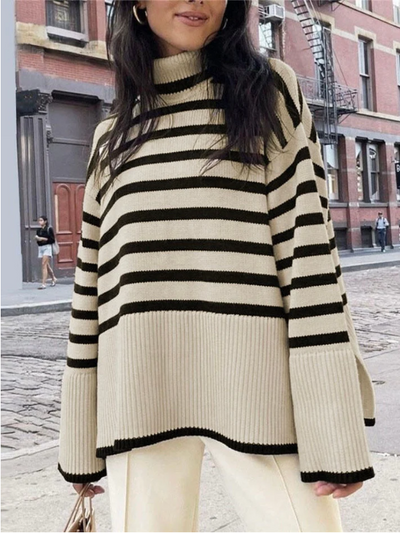 Nami - Jersey de cuello alto a rayas para mujer