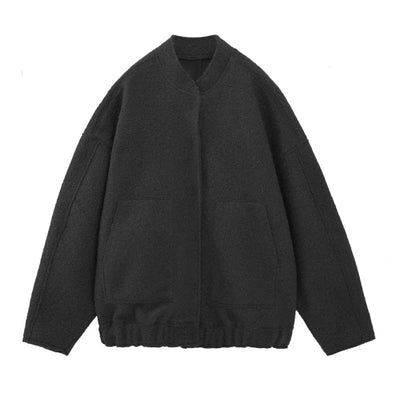 Luna - Manteau oversize en laine à col rond et boutons