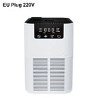 Purificateur d'air blanc avec écran LED, affichant les réglages de vitesse et de minuterie. Modèle EU Plug 220V, idéal pour améliorer la qualité de l'air intérieur.