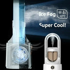 Purificateur d'air moderne avec fonction de brouillard glacé, affichage de température à 10°C, design élégant, idéal pour refroidissement et purification.
