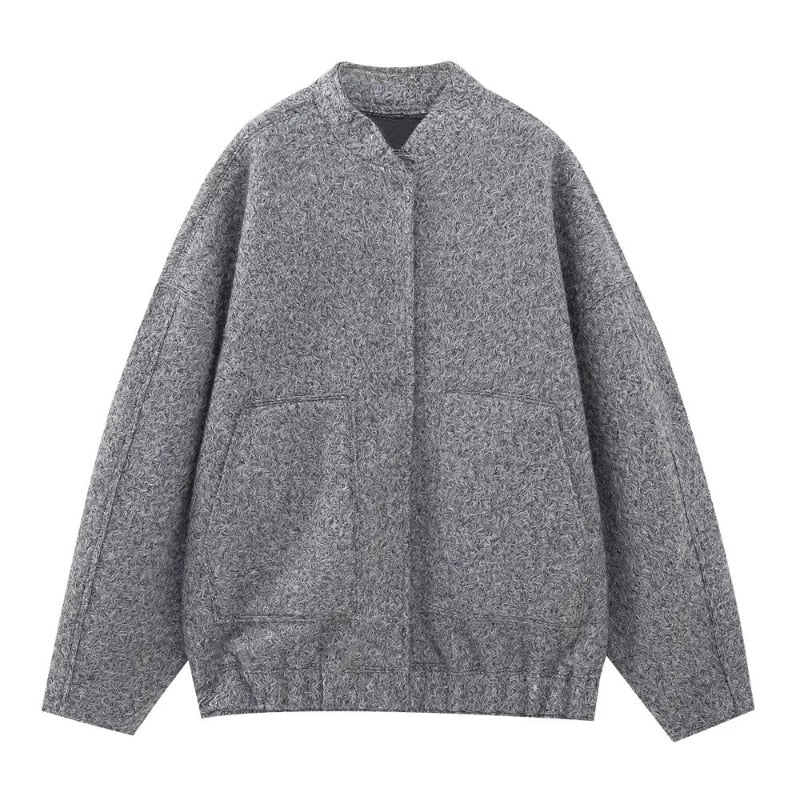 Luna - Manteau oversize en laine à col rond et boutons