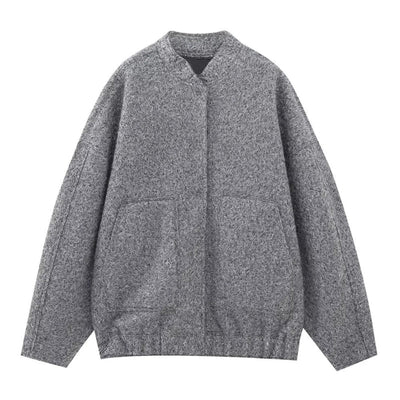 Luna - Manteau oversize en laine à col rond et boutons