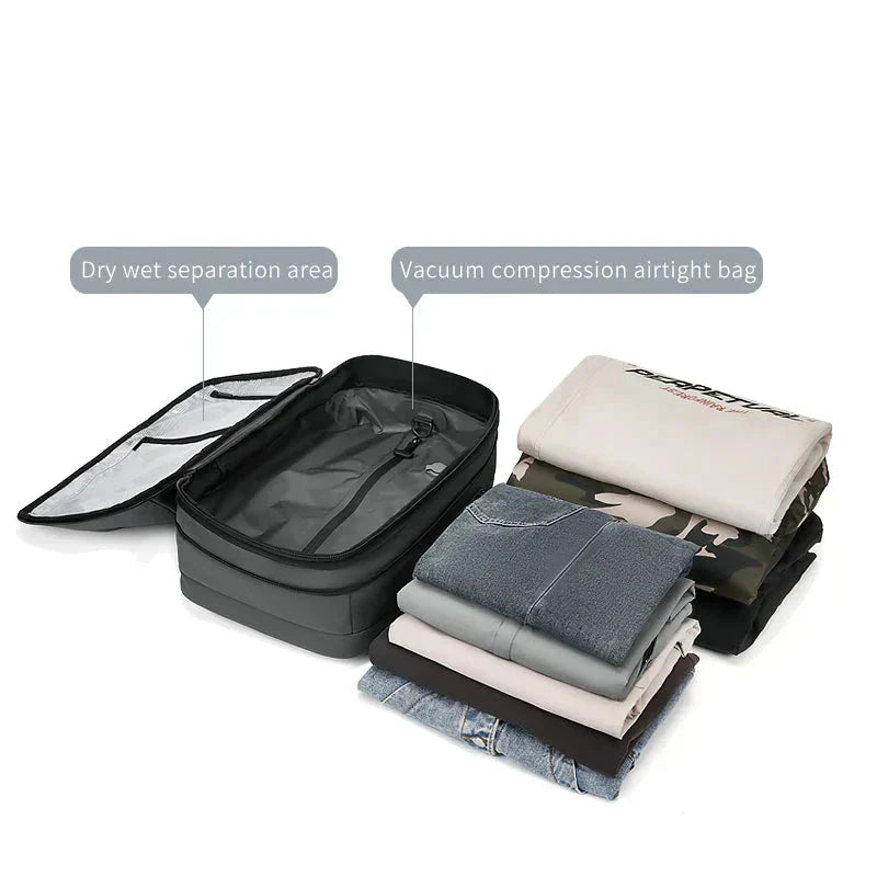 Mochila antirrobo de 60 l con compresión al vacío