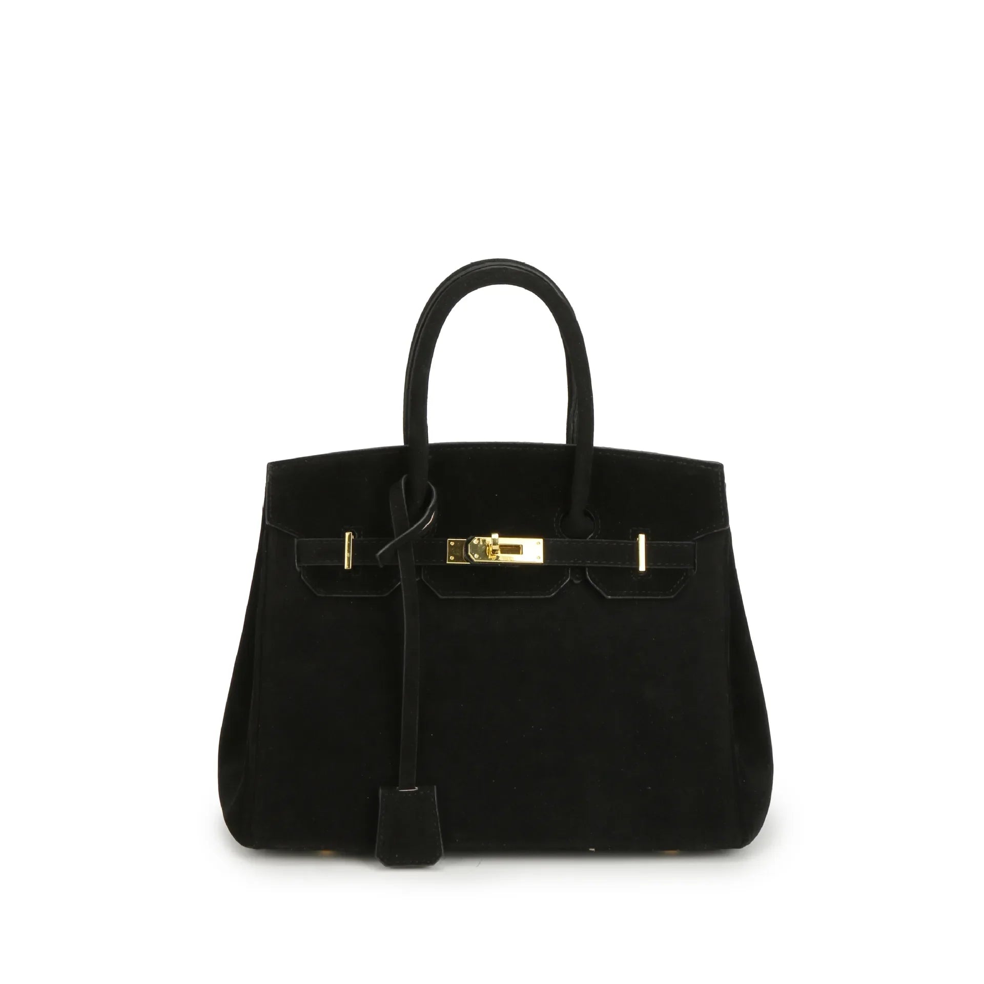 Sac à main Birkin noir en cuir avec fermoir doré, design élégant et luxueux, accessoire de mode iconique pour femmes, style intemporel.