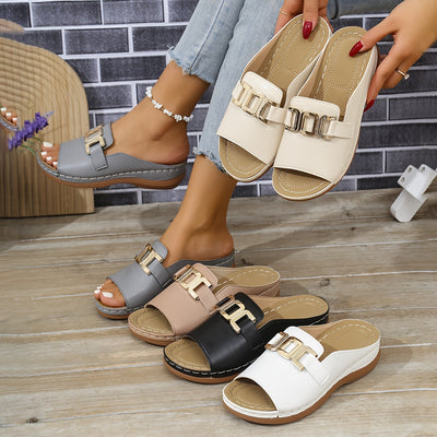 SensoLux - Elegantes sandalias de mujer con cómodo tacón de cuña