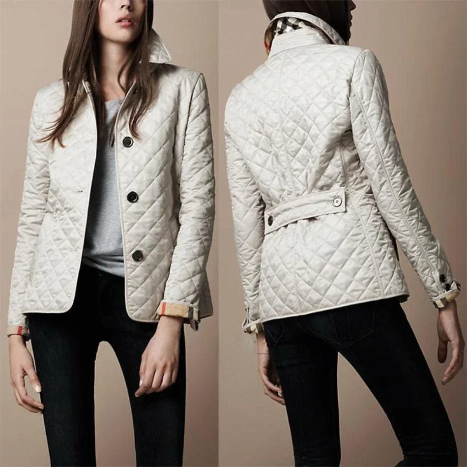 Veste à carreaux élégante pour femmes avec col à revers