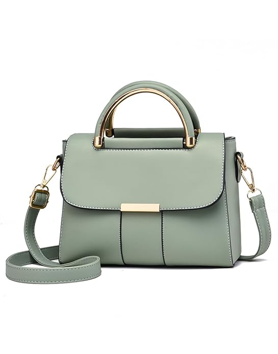 Sac à main vert menthe élégant avec bandoulière amovible et poignées dorées, design moderne et chic, accessoire mode femme tendance.