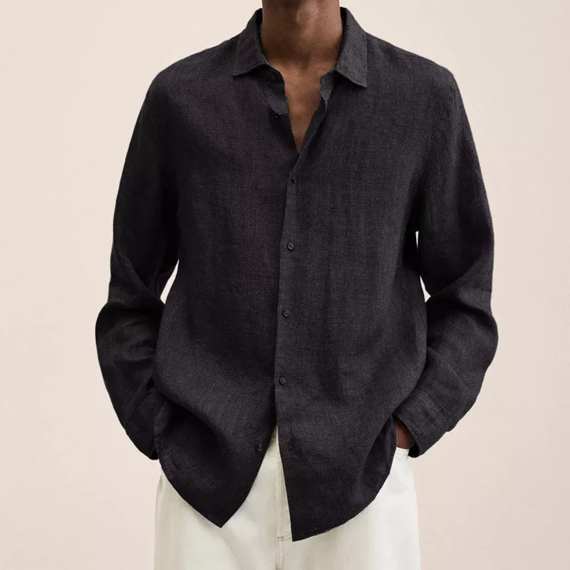 Noah | Camisa casual de lino con cuello vuelto
