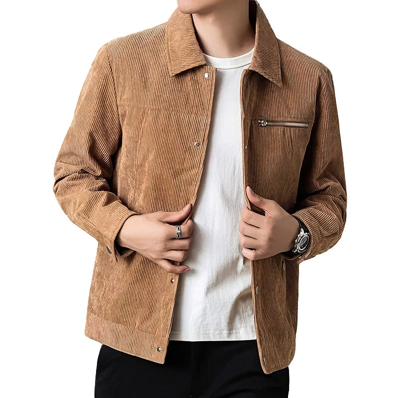 Chaqueta de transición para hombre de alta calidad en terciopelo clásico.