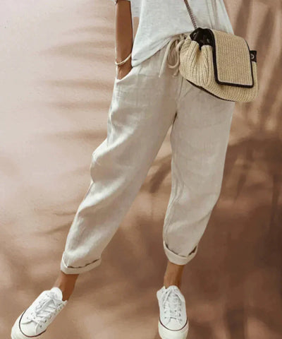 Pantalones casuales para mujer - Cintura elástica - Cordón ajustable - Ropa informal ligera