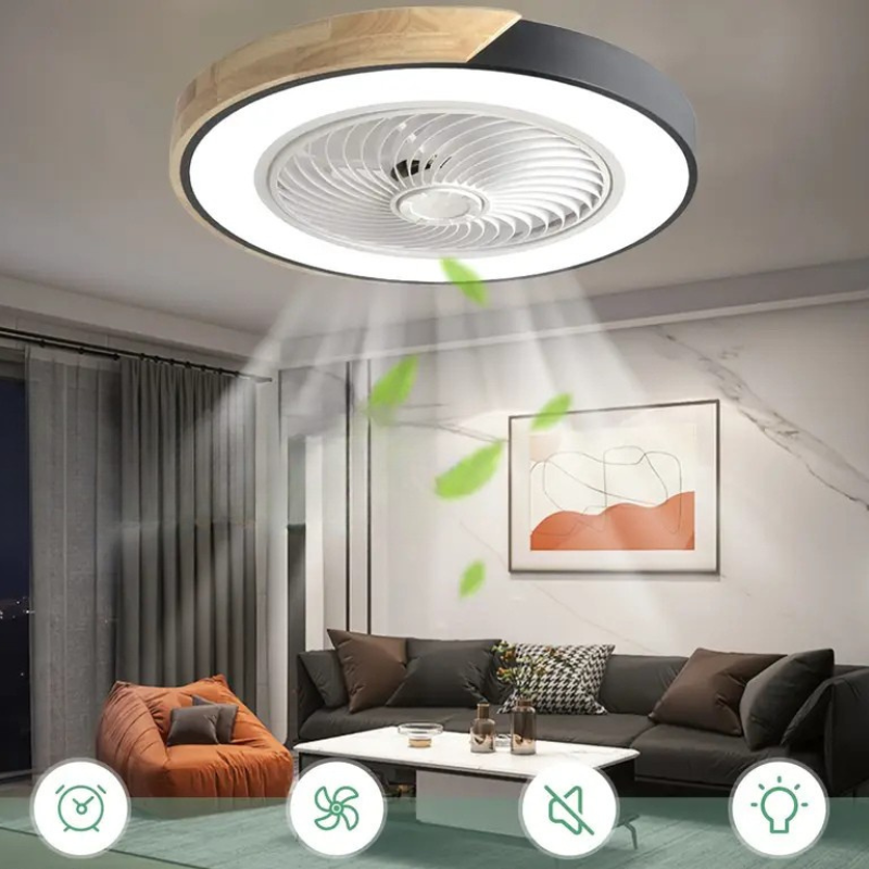 Luz de ventilador de techo - Iluminación LED silenciosa con ventilador y control remoto