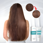 Femme aux cheveux lisses après traitement lissant, avant-après visible. Produit Eelhoe pour cheveux raides, soin capillaire efficace.