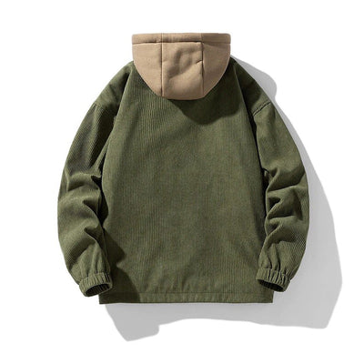 Chaqueta de pana con capucha para hombre - Forrada