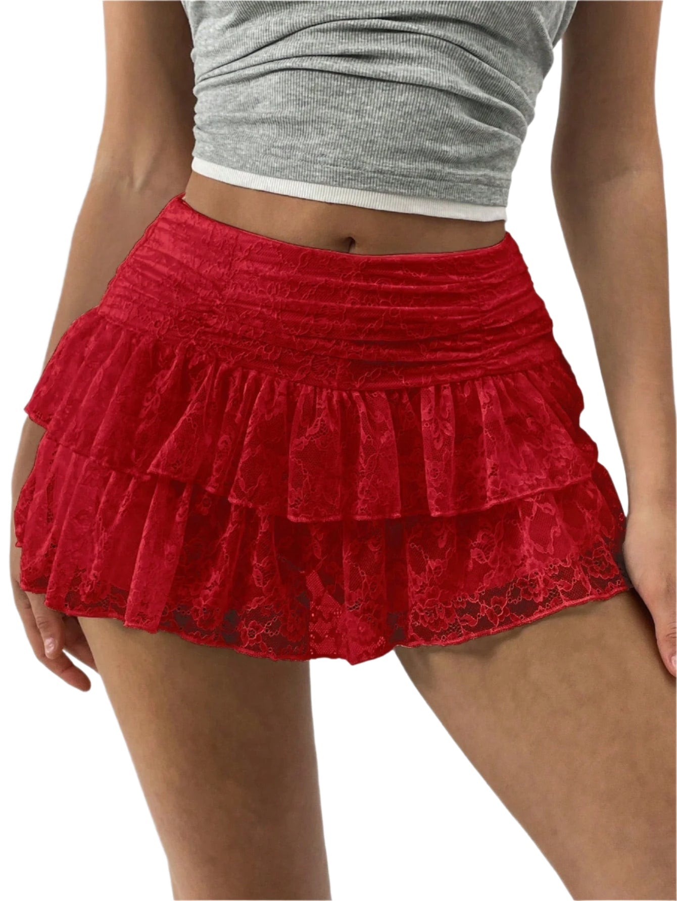 Minifalda con volantes y cinturilla ancha para mujer