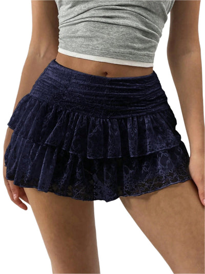 Minifalda con volantes y cinturilla ancha para mujer