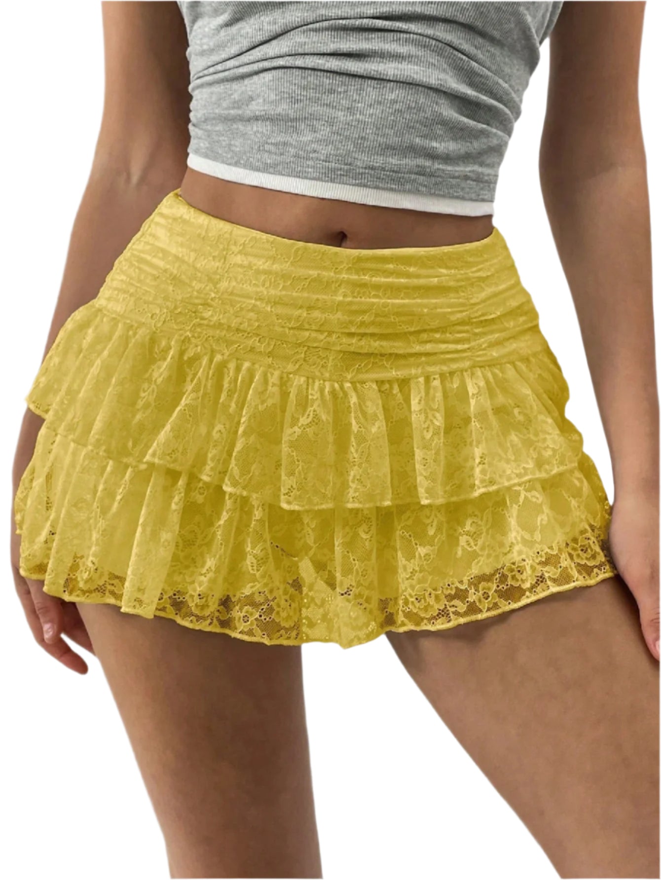 Minifalda con volantes y cinturilla ancha para mujer