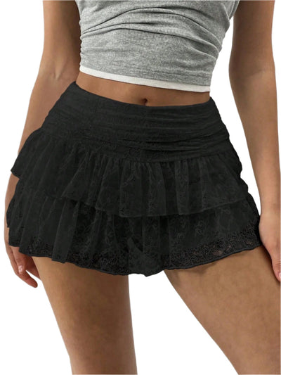 Minifalda con volantes y cinturilla ancha para mujer