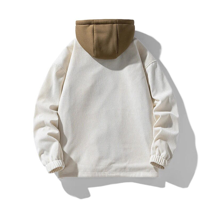 Chaqueta de pana con capucha para hombre - Forrada