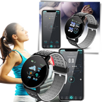 Montre connectée avec écran tactile affichant des données de fitness, synchronisée avec smartphone. Suivi d'activité, calories, sommeil. Accessoire sport moderne.