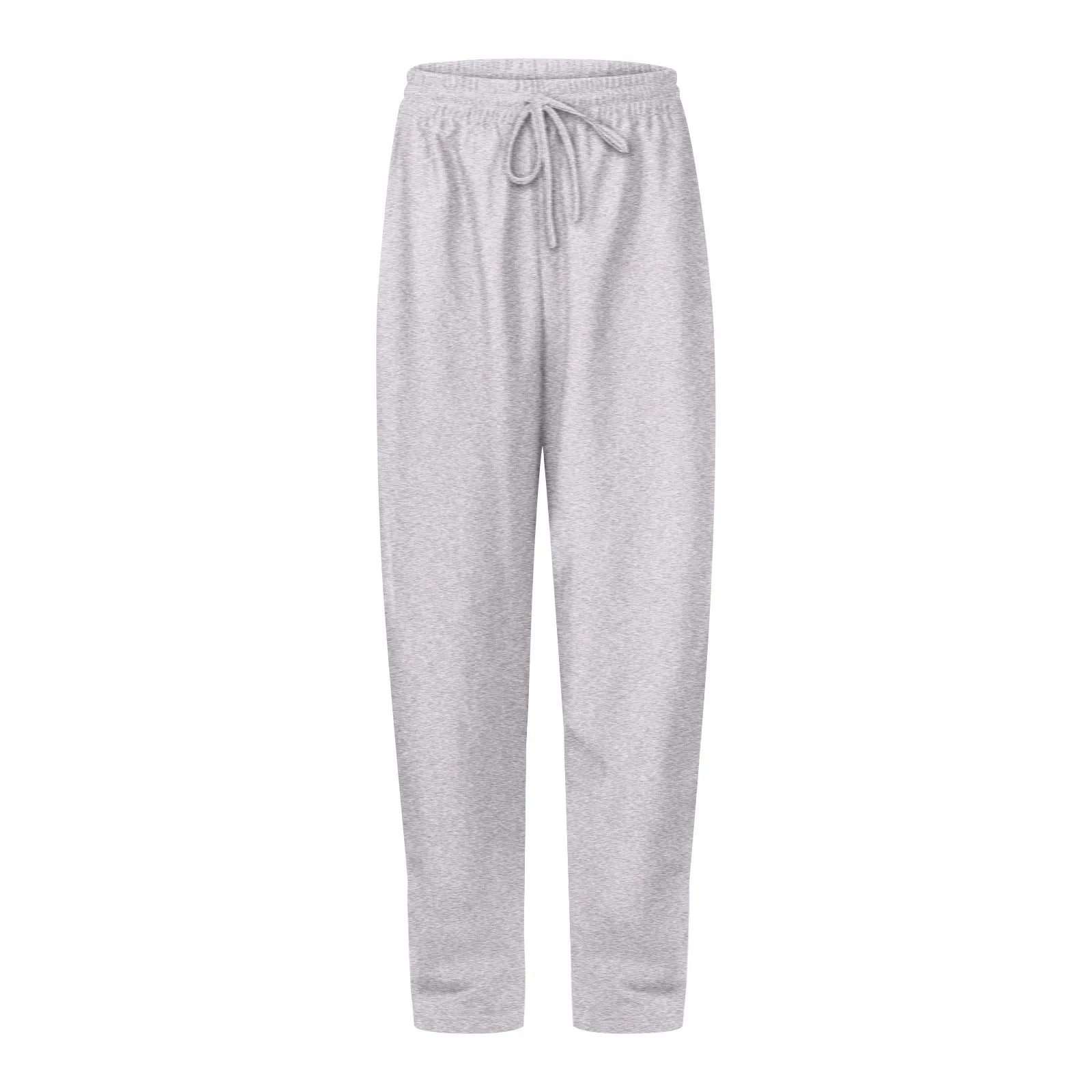 Pantalon de jogging gris clair pour homme, taille élastique avec cordon, confortable et décontracté, idéal pour sport et détente.