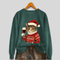 Pull Ugly Christmas kadınlar için - Komik kedi ve Noel Baba sweatshirtü