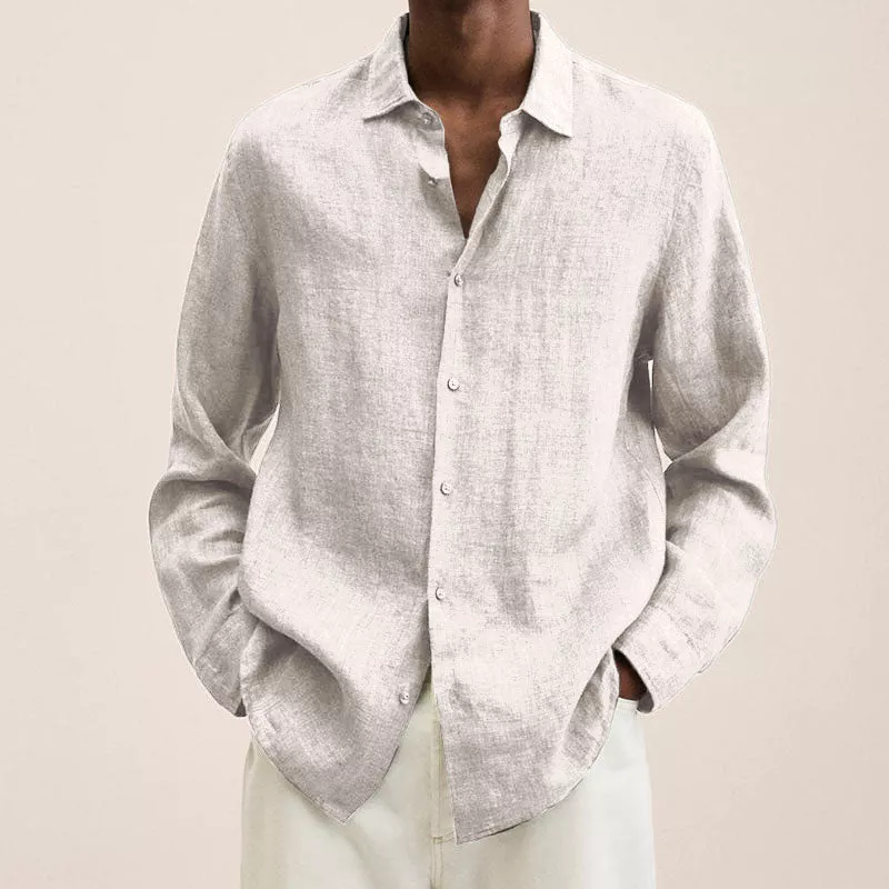 Noah | Camisa casual de lino con cuello vuelto