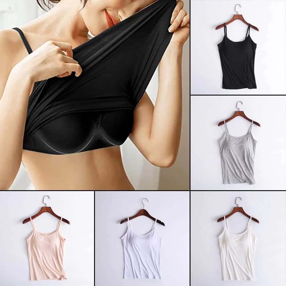 Camiseta de tirantes para mujer con sujetador incorporado: sujeción y comodidad sin costuras. 