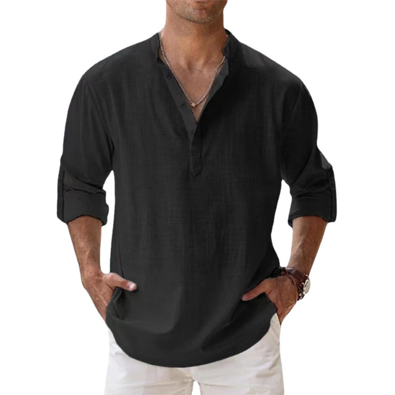 Camisa de lino para hombre: transpirable y elegante para primavera y verano.