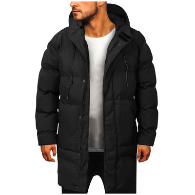 Long Men's Winter Coat with Lining – Water-Repellent and Warm