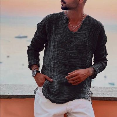Allan - Camiseta sencilla de verano con cuello en V 