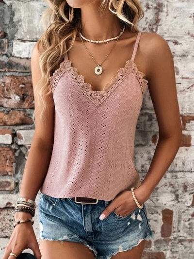 Chemise d'été à bretelles spaghetti et col en V pour femme – Légère et élégante