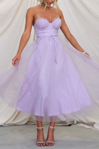 Abito moderno in chiffon senza spalline - Embla