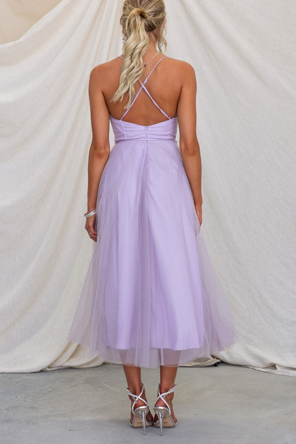 Abito moderno in chiffon senza spalline - Embla