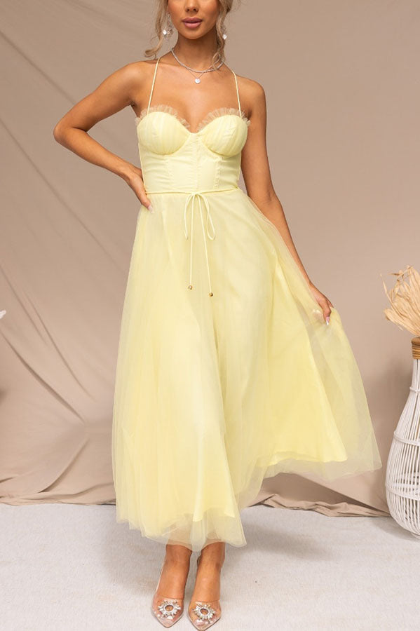 Abito moderno in chiffon senza spalline - Embla