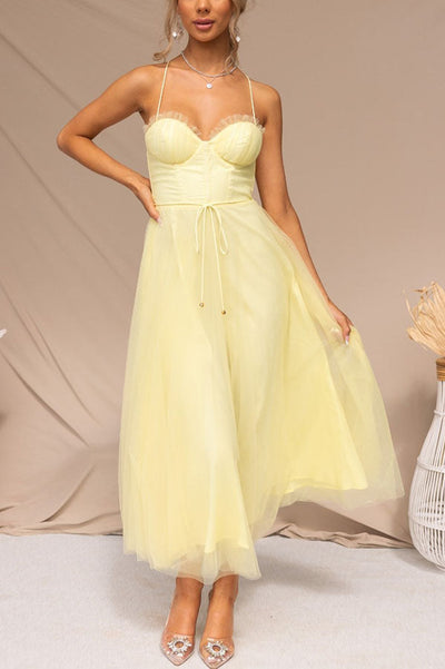Abito moderno in chiffon senza spalline - Embla
