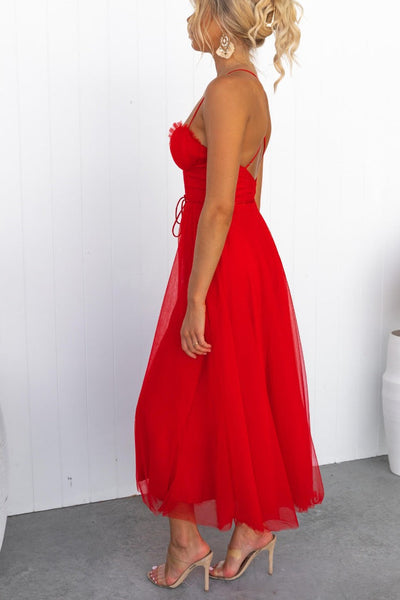 Abito moderno in chiffon senza spalline - Embla