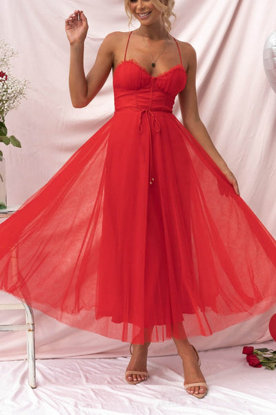 Abito moderno in chiffon senza spalline - Embla