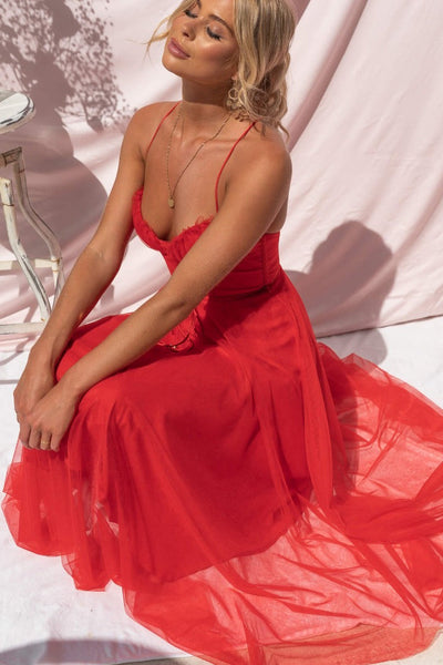 Abito moderno in chiffon senza spalline - Embla