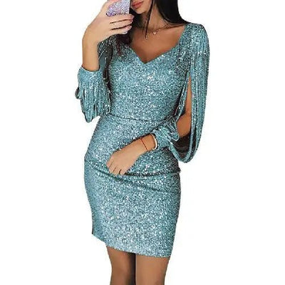 Anika | Elegante vestido midi de lentejuelas para mujer | Glamoroso, ajustado y con estilo