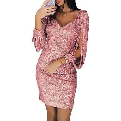 Anika | Elegante vestido midi de lentejuelas para mujer | Glamoroso, ajustado y con estilo