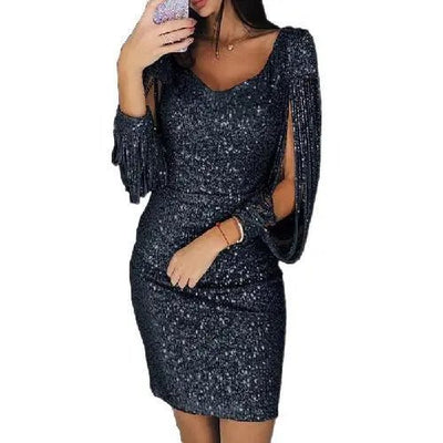 Anika | Elegante vestido midi de lentejuelas para mujer | Glamoroso, ajustado y con estilo